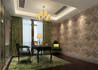 A sala de estudo 3D dirige a decoração da casa do papel de parede/papéis de parede florais do estilo do vintage, cor do café
