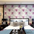 Papel de parede chinês da camurça 0.53*10M/Roll com formação de espuma cor-de-rosa grande da decoração do teste padrão de flores